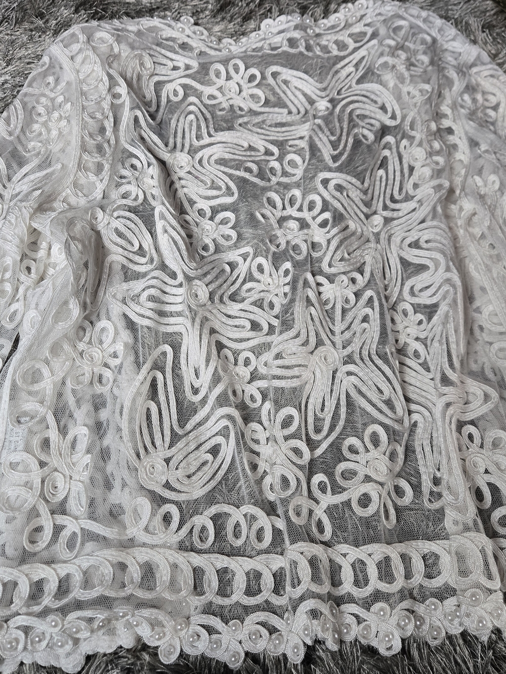 Rare Vintage White Lace Mesh Jacket Soutache Embroidered - Picture 8 of 9